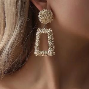 State Rectangle Silver Earrings